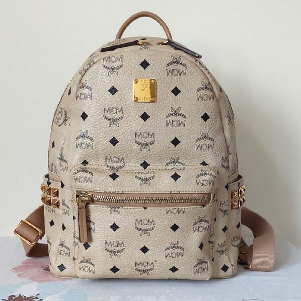 MCM Beige and Brown Backpack